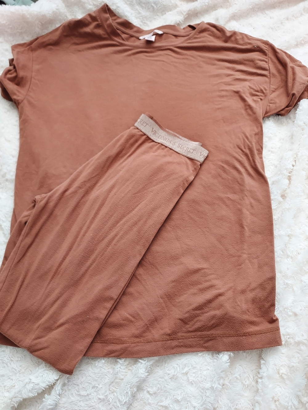 Victoria's Secret Rust Brown Cozy Loungewear Set Thermal Relaxed Fit Fall Winter
